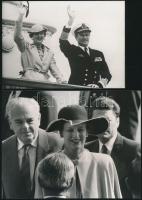 cca 1987 II. Margit dán királynő Budapesten, 3 db fénykép, kettőt Pólya Z. készített, 13x18 cm és 16x20 cm között