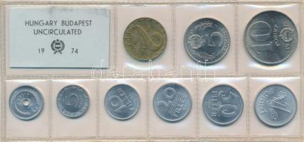 1974. 2f-10Ft 9db klf, érmés forgalmi sor fóliatokban T:1