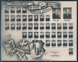 1950 Székesfehérvár, az Ybl Miklós Gimnázium végzett tanulóinak kistablója, 41 nevesített portréval, Tóth műterméből, 17x22 cm