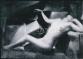 cca 1928 Angelo (1894-1974): Kubista akt, vintage fotóművészeti alkotásról készült modern műtárgy másolat, 12,5x18 cm
