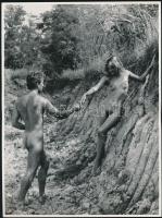 cca 1982 Bartók István: Ádám és Éva, feliratozott vintage  fotóművészeti alkotás, 24x18 cm