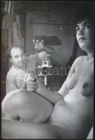 cca 1970 Akt fotókompozíciók, 4 db finoman erotikus fénykép, 16x11 cm és 18x13 cm közötti méretekben / cca 1970 4 erotic photos, 16x11-18x13 cm