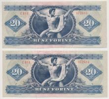 1980. 20Ft (2x) sorszámkövetők, nyomdai papírráncokkal T:I