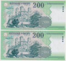 2002. 200Ft "FB" (2x) sorszámkövetők T:I