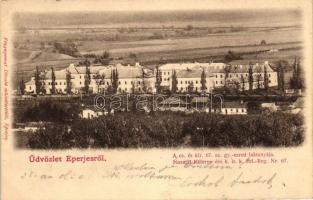 Eperjes, Presov; Cs. és kir. 67. gyalogezred laktanyája, Divald / military barracks