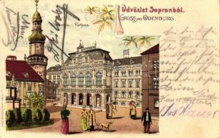 Sopron, Oedenburg; Városház, Kummert floral litho (EK)
