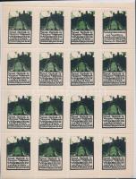 1914 Méhészeti vándorgyűlés és kiállítás, Pozsony teljes zöld levélzáró ív, benne 1 db német nyelvű