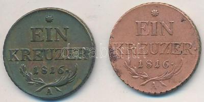 Ausztria 1816A 1kr Cu (2x) T:2 Austria 1816A 1 Kreuzer Cu (2x) C:XF