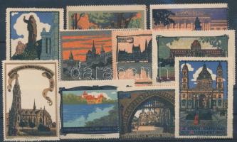 1913 Budapest nevezetességei 10 db klf levélzáró