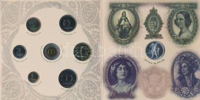 2007. 1Ft-100Ft 8klf db, szettben, benne "Berán Lajos és a pengő" Ag emlékérem (10g/0.999/27mm) T:BU