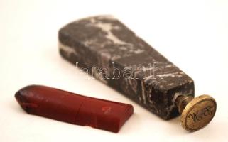 Monogramos pecsétnyomó, alabástrom és réz, 12x4cm+ viasz