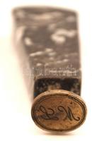 Monogramos pecsétnyomó, alabástrom és réz, 12x4cm+ viasz