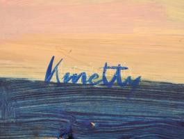 Kmetty jelzéssel: Virágcsendélet. Olaj, farost, 38×50 cm