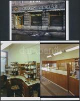 1981 Budapesti gyógyszertár kívül-belül (II. ker., Szilágyi Erzsébet fasor), 8 db korabeli negatívról készült modern nagyítás 10x15 cm-es fotópapíron