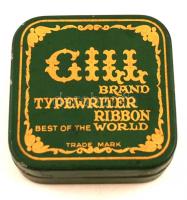 Gill Brand Typewriter Ribbon fémdoboz, belül Godberger Géza pecséttel, 5x6x2cm