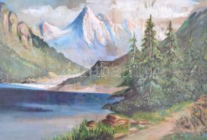 Stelek jelzéssel: Alpesi táj. Vegyes technika, papír, üvegezett keretben, 29×38 cm