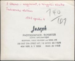 1965 USA a ghánai nagykövet és Fedorenko elvtárs. Pecséttel jelzett fotó 13x10 cm