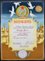 1954. "Magyar Galambsport Szövetség" díjérme és díszoklevele (36mm) T:2,2-