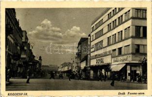 Kolozsvár, Cluj; Deák Ferenc utca, Színházi sörcsarnok, Royal Mozi, automobil, kiadja a Boros nyomda és papírkereskedés / street, Theater beer hall, automobile (EK)