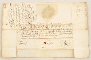 1752 gróf Eszterházy Ferenc (1715-1785) tárnokmester aláírásával ellátott levél Tokajba Szatmár várm...