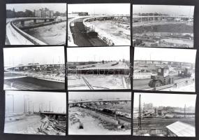 cca 1970 Budapest, Kacsóh Pongrácz úti csomópont építése és átadása, 33 db fénykép, 9x13 cm