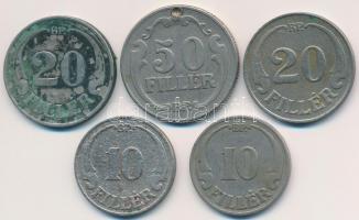 1926-1938. 20f (2x) + 1926. 50f lyukkal + 1927. 10f (2x) T:2,2-,3