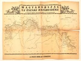 1938 Magyarország új északi határvidéke I-II. A Pesti Hírlap térképe, kétoldalas, apró szakadással