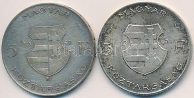 1947. 5Ft Ag "Kossuth" (2x) T:2-,3
