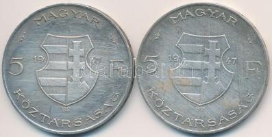 1947. 5Ft Ag "Kossuth" (2x) T:3