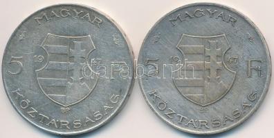 1947. 5Ft Ag "Kossuth" (2x) T:3