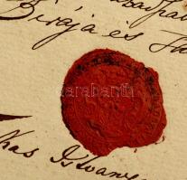 1830 Kiskunszabadszállás város és vásáros közötti szerződés a város címeres pecsétjével