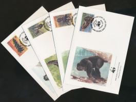 WWF: Csimpánzok sor + 4 db CM + 4 db FDC WWF: Chimpanzees set + 4 CM + 4 FDC