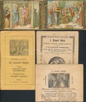 cca 1915-30 Vegyes, apró vallási nyomtatványok benne Rózsafüzér titkok, 15db