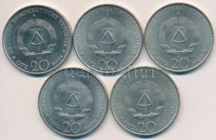 NDK 1972A 20M Cu-Ni "Wilhelm Pieck" (5x) T:2
GDR 1972A 20 Mark Cu-Ni "Wilhelm Pieck&...