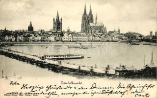 Köln, &#039;Bade-Anstalt&#039; / swimming bath, pontoon bridge, Dome (EK)