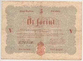 1848. 5Ft "Kossuth bankó" vörösesbarna T:III