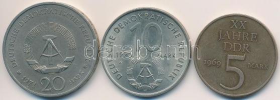 NDK 1969. 5M + 1971A 20M Cu-Ni "Heinrich Mann" + 1973A 10M Cu-Ni "10. Ifjúsági Játéko...