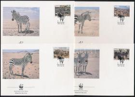 1991 WWF Hartmann-hegyizebra sor Mi 702-705 + 4 CM + 4 FDC-n