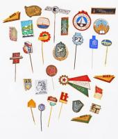 30db vegyes magyar és külföldi szocialista kitűző, jelvény, közte zománcozott is T:vegyes 30pcs of mixed socialist pins and badges, with enamelled pcs C:mixed