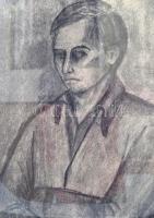 Kmetty jelzéssel: Ülő férfi.  Szén, papír, üvegezett keretben, 55×40 cm