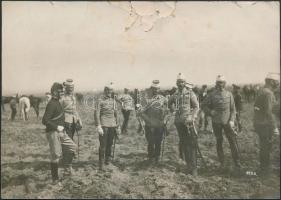 1909 Hadgyakorlat magyar főtisztekkel: Keresztes, Piller, Szirmay, Pongrácz, Patzak, Hoening. Tetején kissé sérült fotó / 1909 k.u.k. military manoevre with high ranking soldiers. Photo with damage 17x12 cm