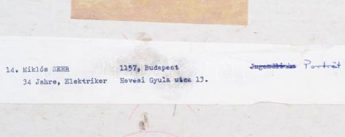 cca 1980 Sehr Miklós: Portré, feliratozott vintage fotóművészeti alkotás, kartonra kasírozva, 27,5x3...