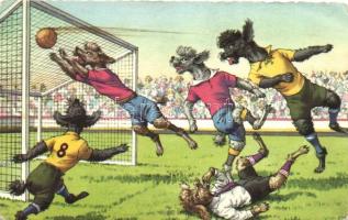 Max Künzli dog postcard No. 2270/1, football (EB)