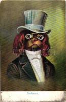 Professor, dog in tuxedo and hat, humour; A.B.D. No. 444 (EM)