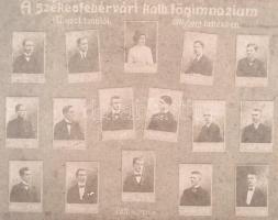 1912 A székesfehérvári kat. főgimnázium VIII. oszt. tanulóinak tablója, 16 nevesített portréval, Pet...
