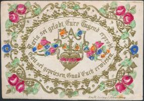 cca 1920-40 Dombornyomott, aranyozott szentkép, 7x10cm