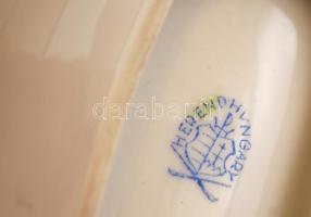 Herendi Viktória mintás leveles tálka, kézzel festett, jelzett, hibátlan, 15×8 cm