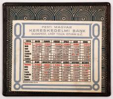 1934 a Pesti Magyar Kereskedelmi bank asztali naptára. Dombornyomott fémkeretben a bank székházának ...