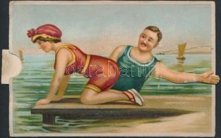 Humoros mechanikus képeslap sérült csuklóval  / funny mechanical postcard (with a worn wrist)