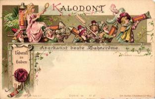 Kalodont toothpaste advertisment, dwarves; F.A. Sarg's Sohn & Co. Serie 54 No. 17., litho  (EM)